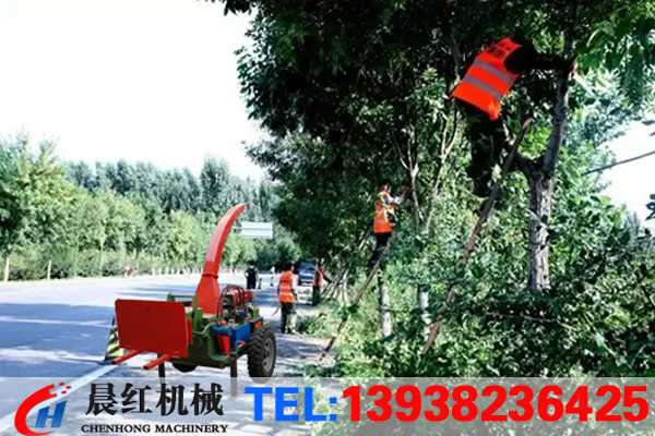 廣西的園林綠化樹枝粉碎機工作現場